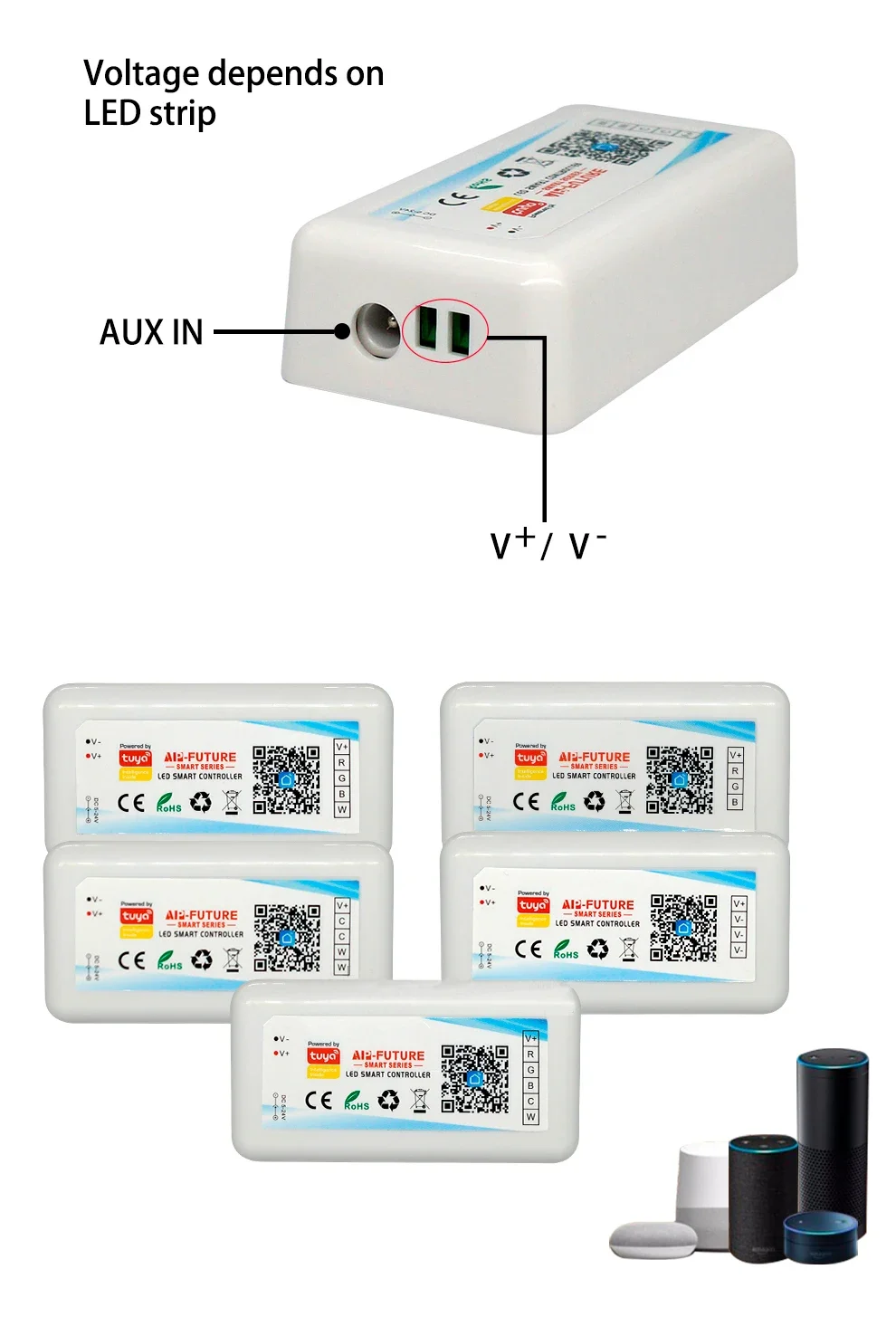 Imagem -03 - Inteligente Tuya Wifi Controlador Led Cor Única Cct Rgb Rgbw Alexa Google Home App Controle para Led Strip Light Dimmer dc 5v24v