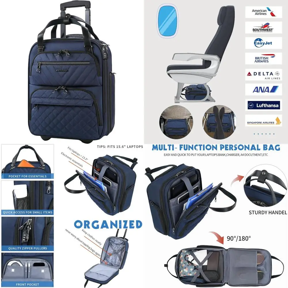 

Легкий 16-дюймовый женский ночной чемодан темно-синего цвета, многофункциональная дорожная сумка нижнего белья