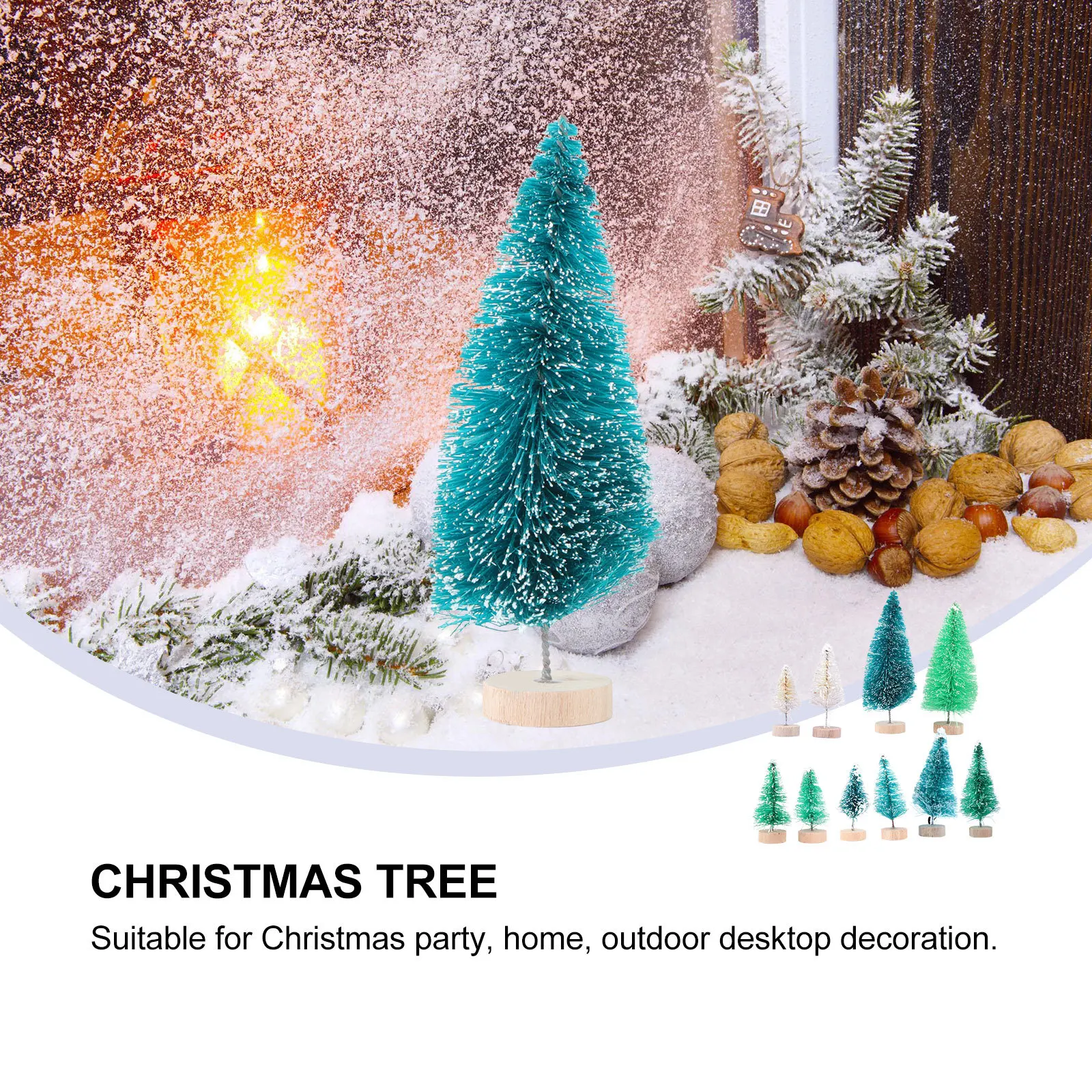 

8Pcs Mini Xmas Tree Ornament Simulated Snowing Tree Desktop Decoration Christmas Festival Table Supplies Christmas Table Decor