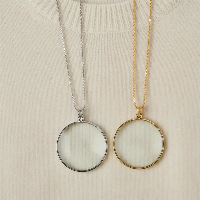 Detailed Inspection Optical Jewelry Magnifying Glass With Chain For Reading