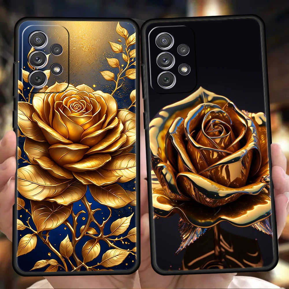 Cartoon Rose Phone Case for Samsung Galaxy A15 A14 A25 A54 A34 A51 A71 A73 A32 A52 A52S A11 A21S A31 A41 5G Soft Shell Capa Bags