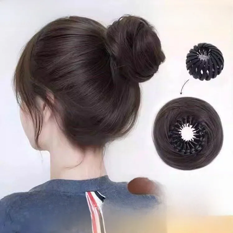 

Fluffy Bun Hairband Fake Hair Clip Korean Style Flower Bud Headwear Hair Accessories for Women Fashionable Hair Ornament