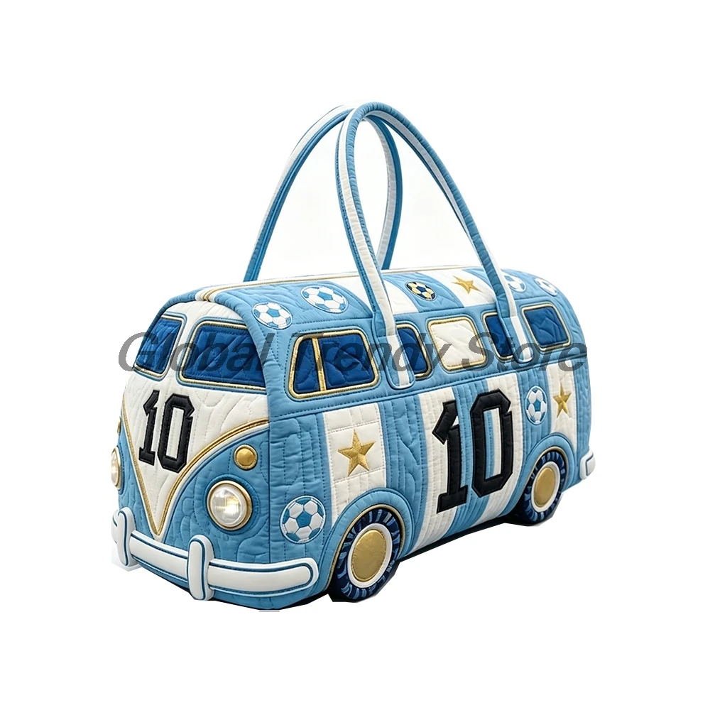Argentina-Inspired Football Quilted Duffle Bag 2026 Summer Travel Tote Women Men Outdoor Weekender Bag