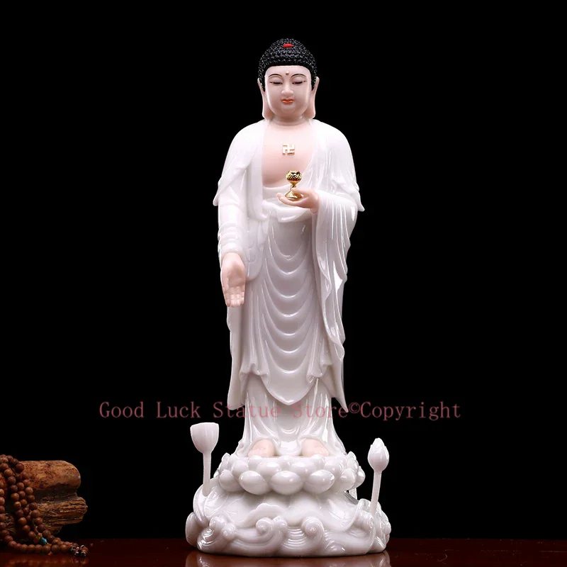 

48cm large high grade jade Amitabha Sakyamuni RU LAI buddha statue Asia family safety healthy protection HOME Shrine Sculpture