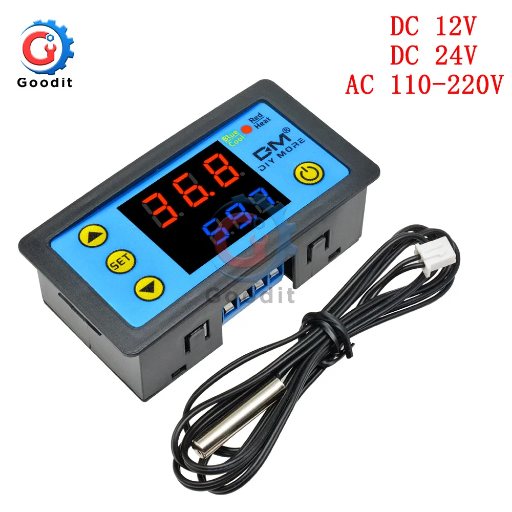 W3231 Digital Display Temperature Controller Thermostat Intelligent Thermometer Control DC12V 24V AC 110~220V +NTC Sensor Module