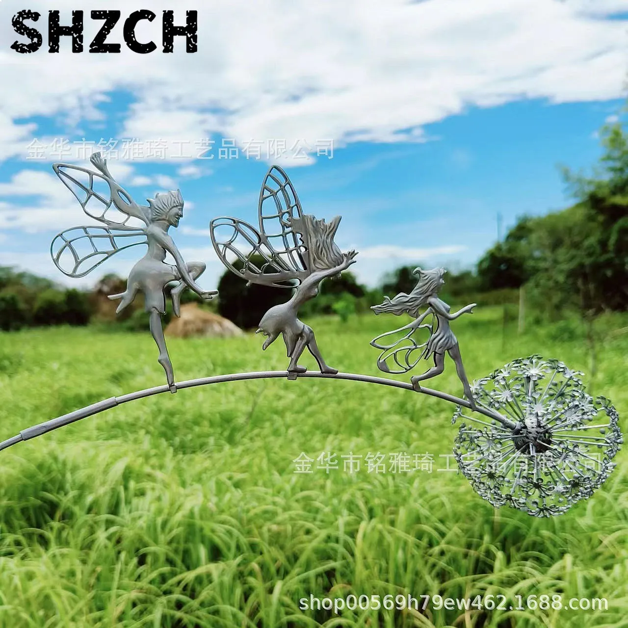 Metal Dandelion Flower Fairy Outdoor Garden Yard Art Decoration