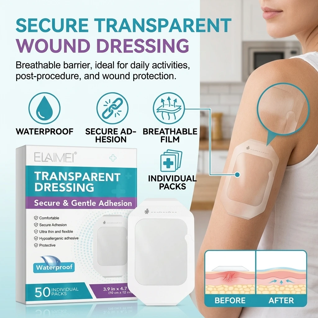 

Transparent Adhesive Bandage Waterproof Breathable Medical Grade Dressing Easy Peel And Stick For Wound Care Body Patches