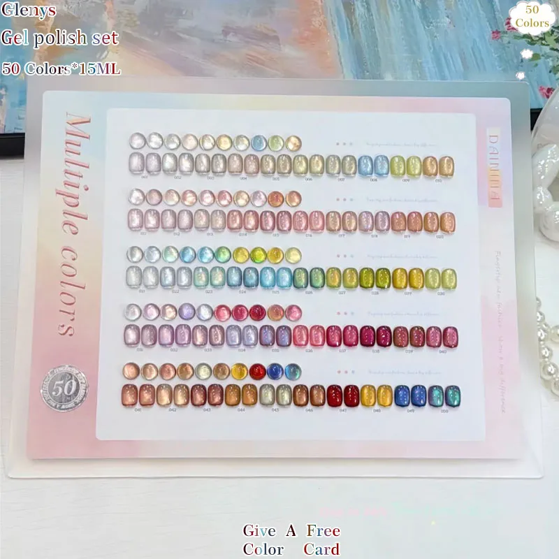 

Glenys 50 color cat's eye nail polish gel crystal whitening immersion gel nail salon dedicated nail art varnish set wholesale