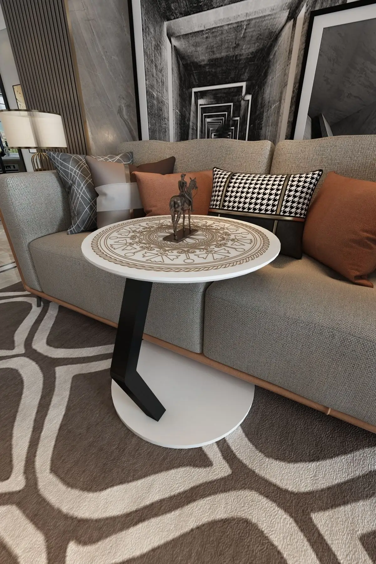 Home Side C Shape Table Modern Decor Disassembled Coffee Table Small Snack Table Couch Table Living Room Sofa Table with casters