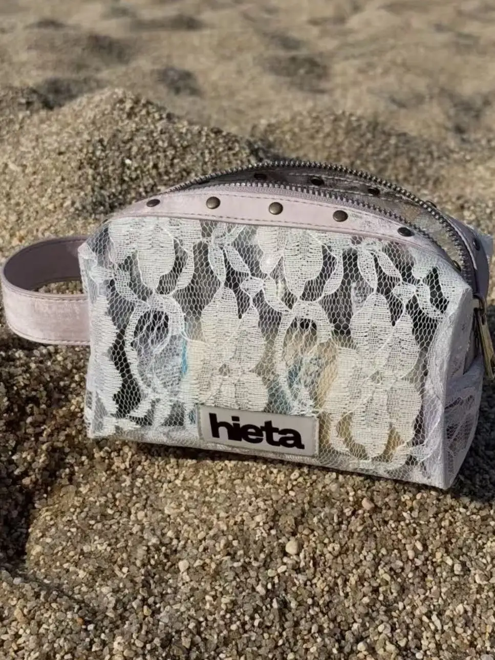 Hieta26 Summer Y2K Lace Sexy Girl Rivet Large Capacity Waterproof Makeup Storage Bag Casual Simple Style Korean Origin