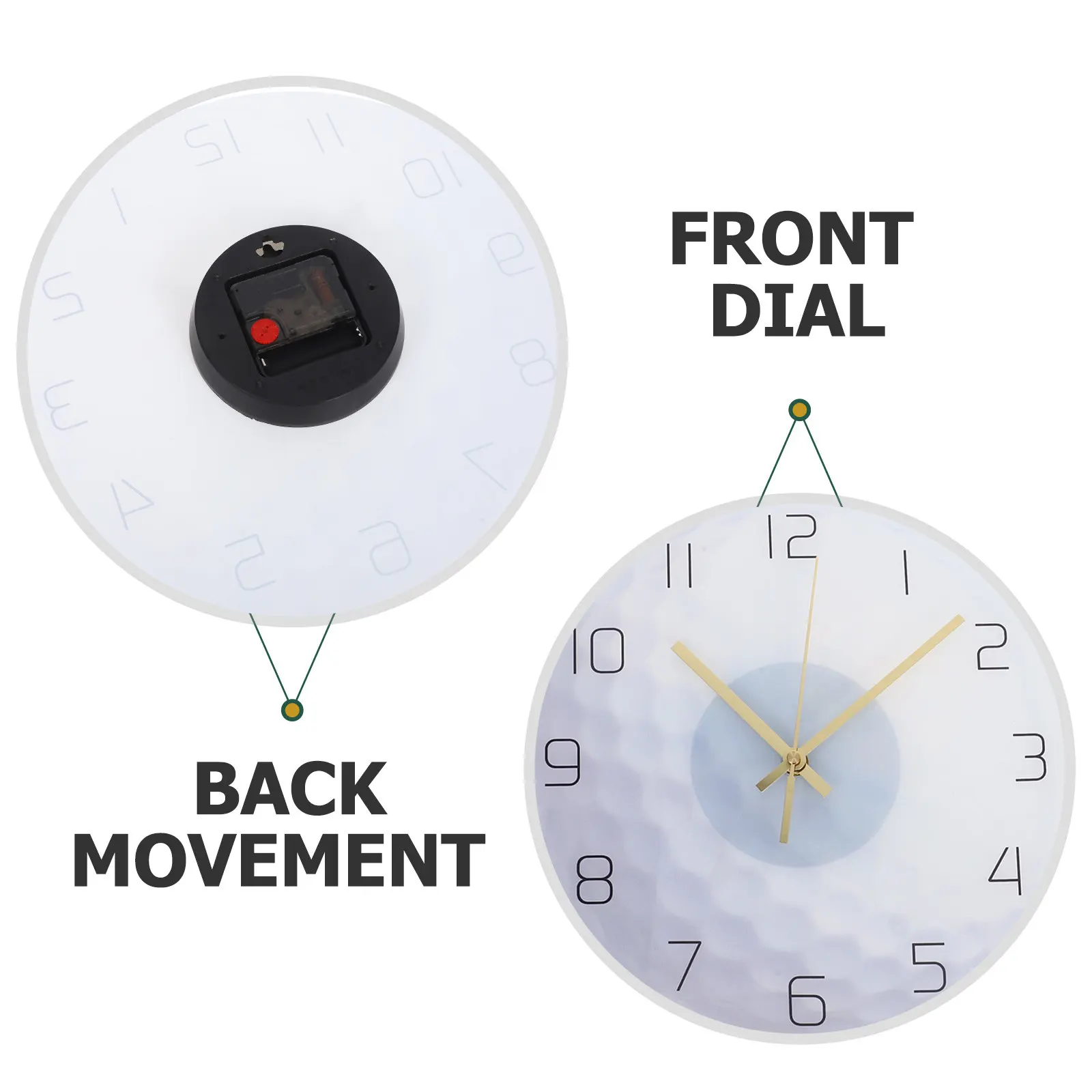 Ball Design Acrylic Wall Clock with Large Arabic Numerals Silent Mute Movement for Bedroom Living Room Study Office Home Decor
