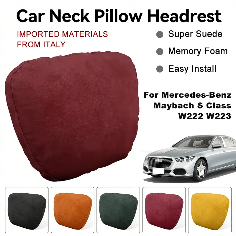 

Italy Suede Car Neck Rest Pillow For Benz Maybach S Class W222 W223 Seat Head Neck Support Cushion Auto Interior Accessories