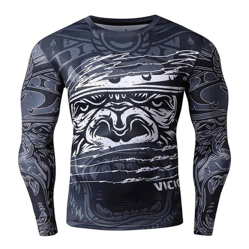 Mens Summer Autumn Casual 3D Print Long Sleeve T Shirt Black O Neck Slim Fit Male Graphics Tees Top Hombre Ropa Fitness Tshirt