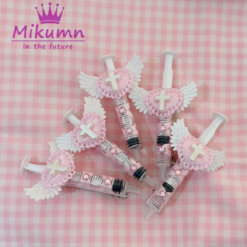 Mikumn Handmade Bat Wing Hair Clip/ Plush Star Angel Wing Hairpin/ Syringe Hair Clip For Women Girls Lolita Cosplay Headwear