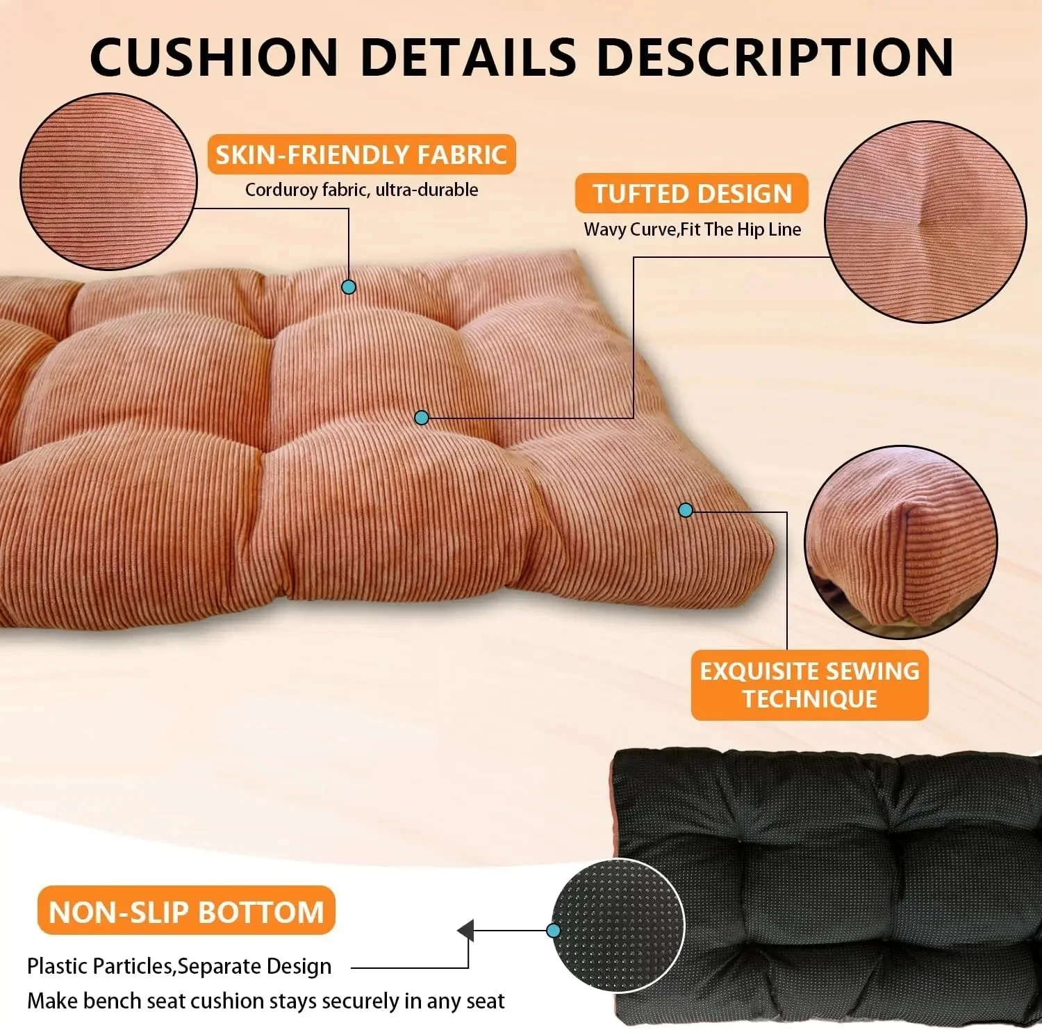 Long Bench Cushion Corduroy Bay Window Indoor Seating Pad Long Mattress Chair Seat Pad Decorative Garden Cojines Pads Swings