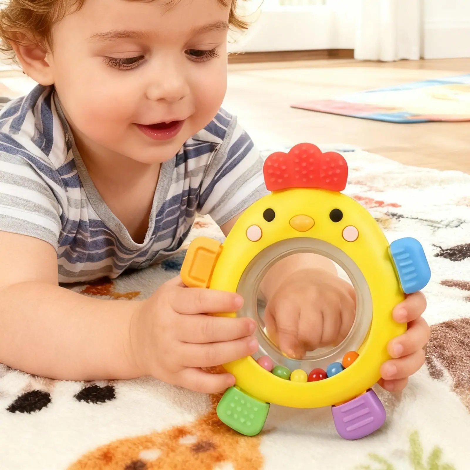 جديد شكل الفرخ سيليكون الطفل حلقة عضاضة القلق ألعاب التسنين 0-12 شهرا حشرجة الموت اللعب الحسية اللثة الإغاثة مهديء الطفل