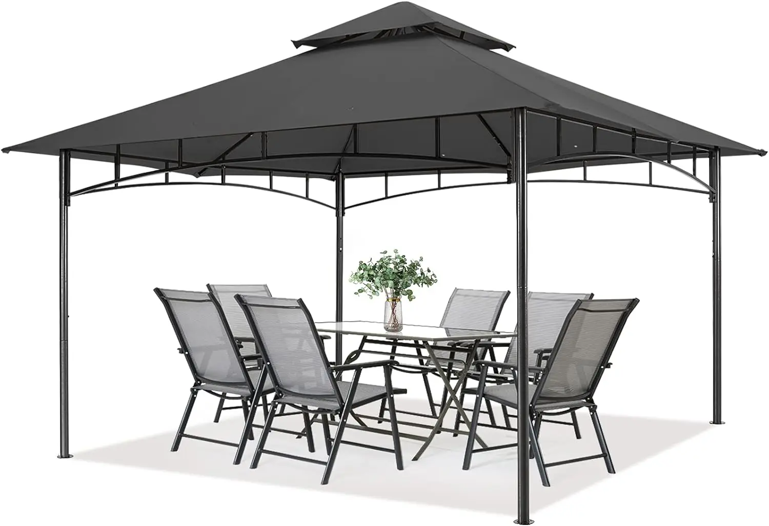 MASTERCANOPY Outdoor Garden Gazebo for Patios with Stable Steel Frame(10x12, Dark Gray)