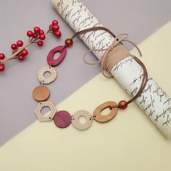 Women's Handmade Retro Ethnic Style Wooden Decoration Pendants Necklaces Boho Chic Statement Jewelry for Women Daily Wear Gifts