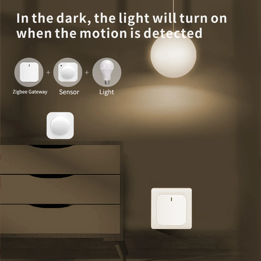 Tuya ZigBee 2in1 Sensore intelligente di luminosità del movimento PIR Rilevatore di movimento umano Sensore di luce integrato Funziona con l'assistente domestico