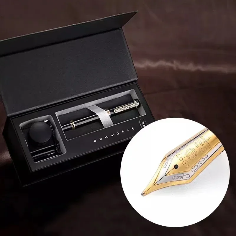 Hongdian 1831 Gold Plated Collection Real Fountain Pen 0.7mm Nib  Business Student Office Special Gift Ink Pen  Stationery