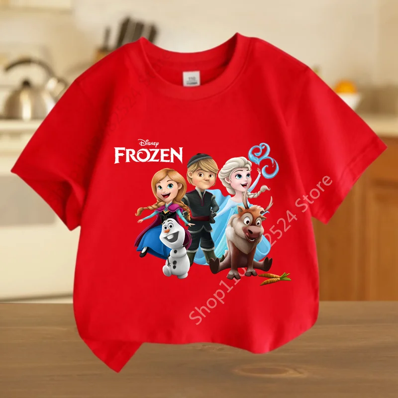 Disney księżniczka elza Anna Frozen Anime damska koszulka letnie bluzki białe koszulki z krótkim rękawem Kawaii bluzki damskie dziewczynka ubranka