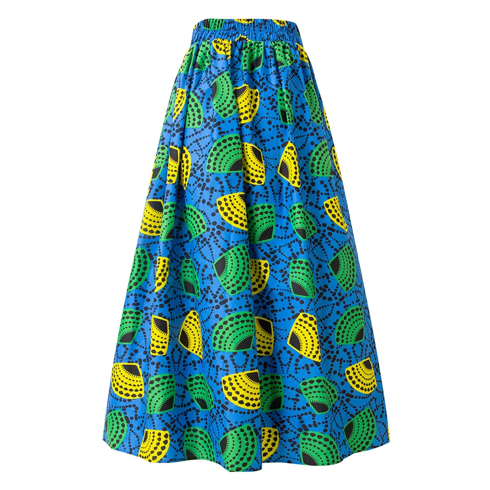 African Skirts For Women Blue Ankara Maxi High Waist Skirt Wedding Ankara Printing Wax Casual Outfits Attire For Women