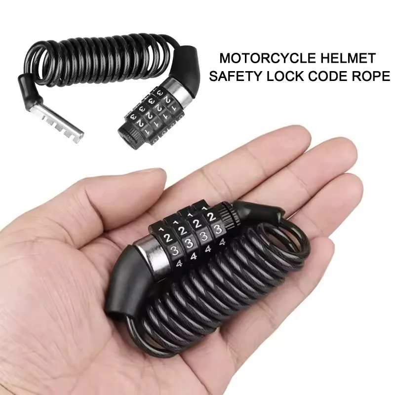 Durable Helmet Lock Mini 4 - Digit Password Lock Steel Cable Secure Bike Helmet Portable Anti - Theft Motorcycle Accessories - view 6