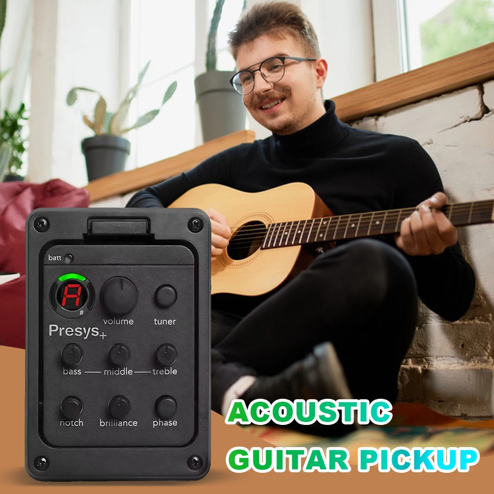 

201 Acoustic Guitar Pickup Onboard Preamps 4 Band Acoustic Guitar Pickup Preamp EQ Tuner Mic Blend Preamp for Fishman Presys+