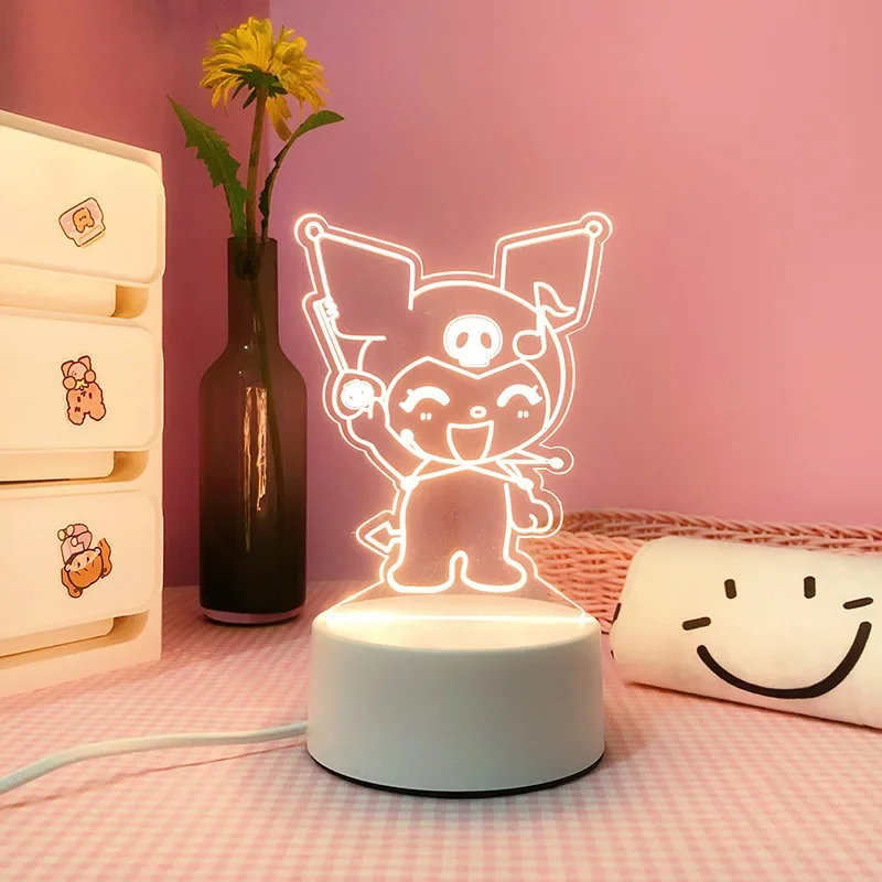 Sanrio Kuromi Figuras Anime Lâmpada Brinquedos, Cinnamoroll Night Light, Decoração do quarto Kawaii, Presente dos Namorados, Presentes de aniversário das meninas