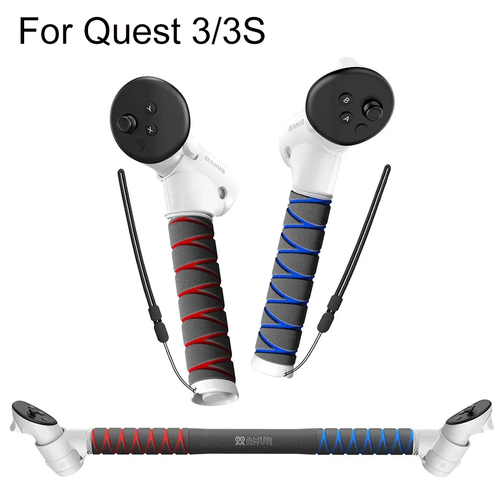 

New 3 in 1 Long Arm Handle for Meta Quest 3/3S Attachments VR Game Experience Golf Club Attachment Handle Controller Extensions