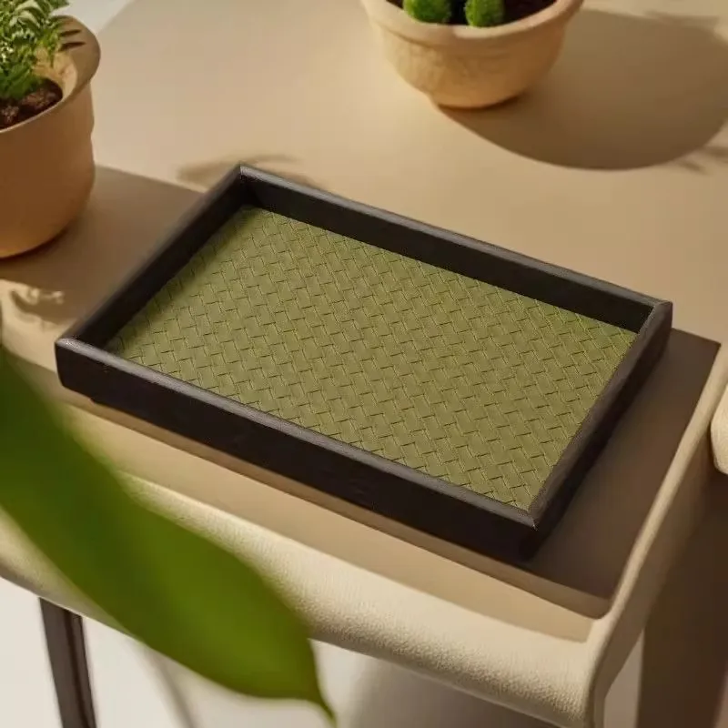 Nordic Style Leather Tray, Rectangular Storage, Tea Plate, Living Room, Bedroom, Desktop, Home Decoration