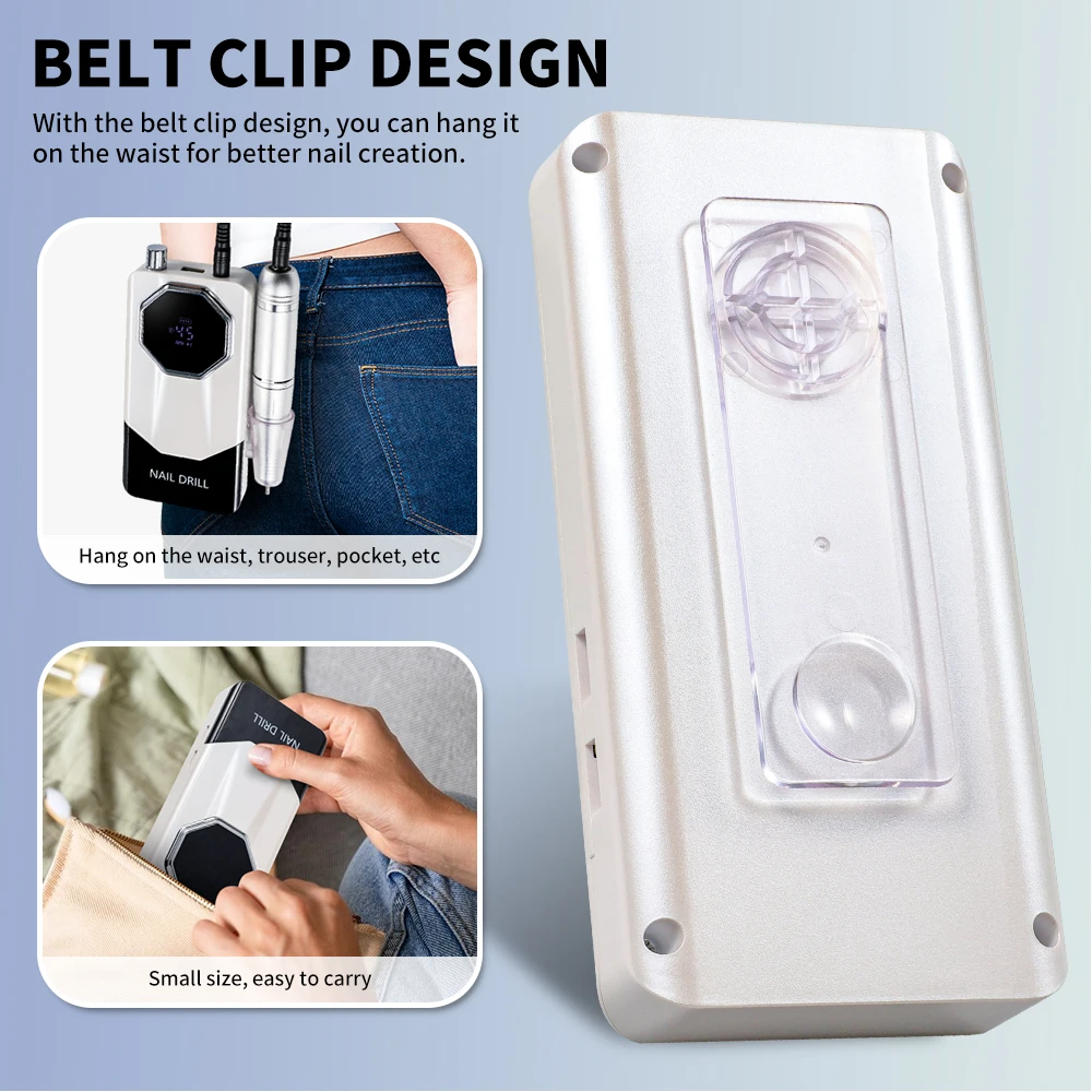 Fresa per Unghie Elettrica Professionale Portatile 45000RPM Ricaricabile Silenziosa Lima per Unghie per Manicure Strumento da Salone