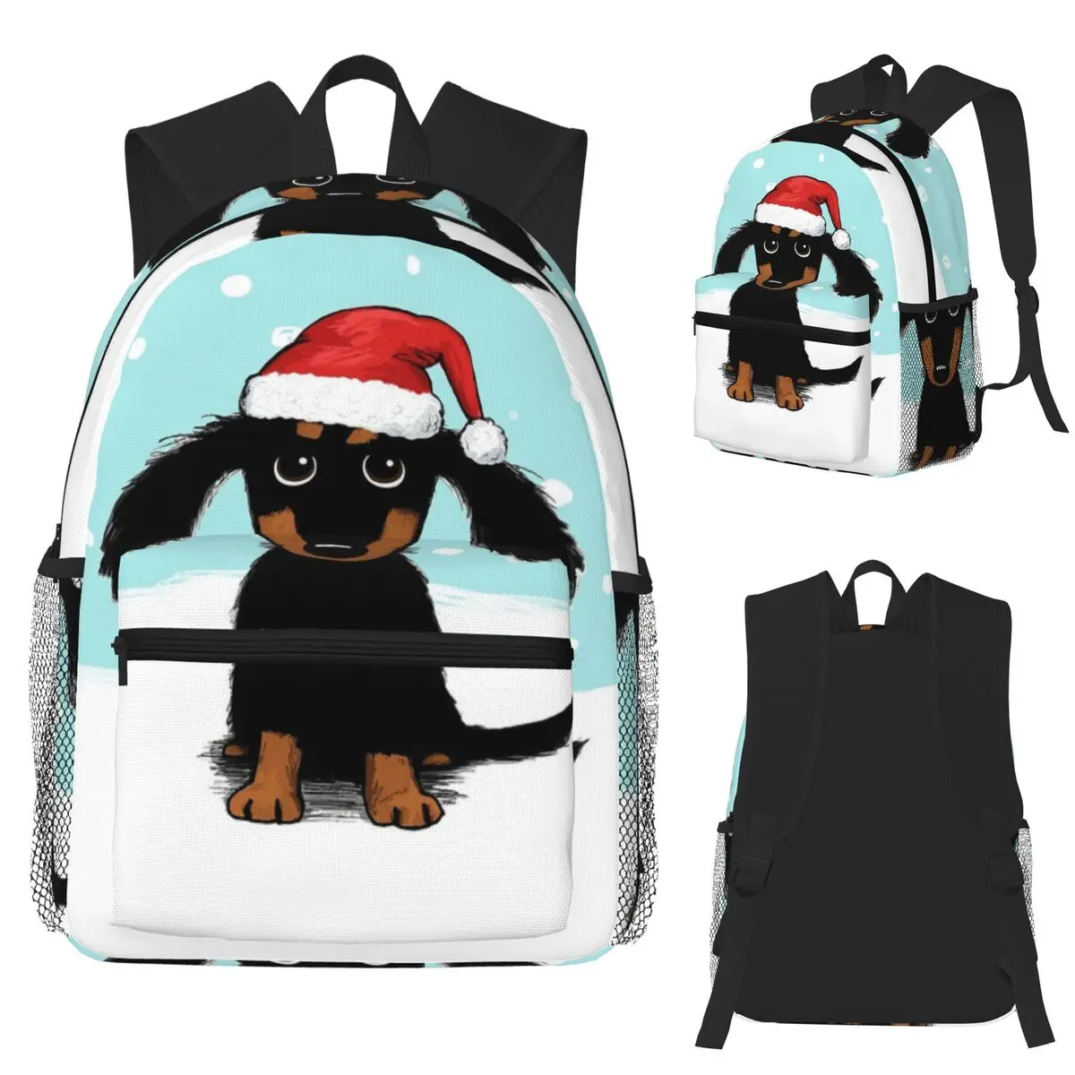 

Cute Dachshund Christmas Winter Wiener Dog Santa Student Backpack School Bag Hiking Daypack for Boys Girls Bookbag Shoulder Bags