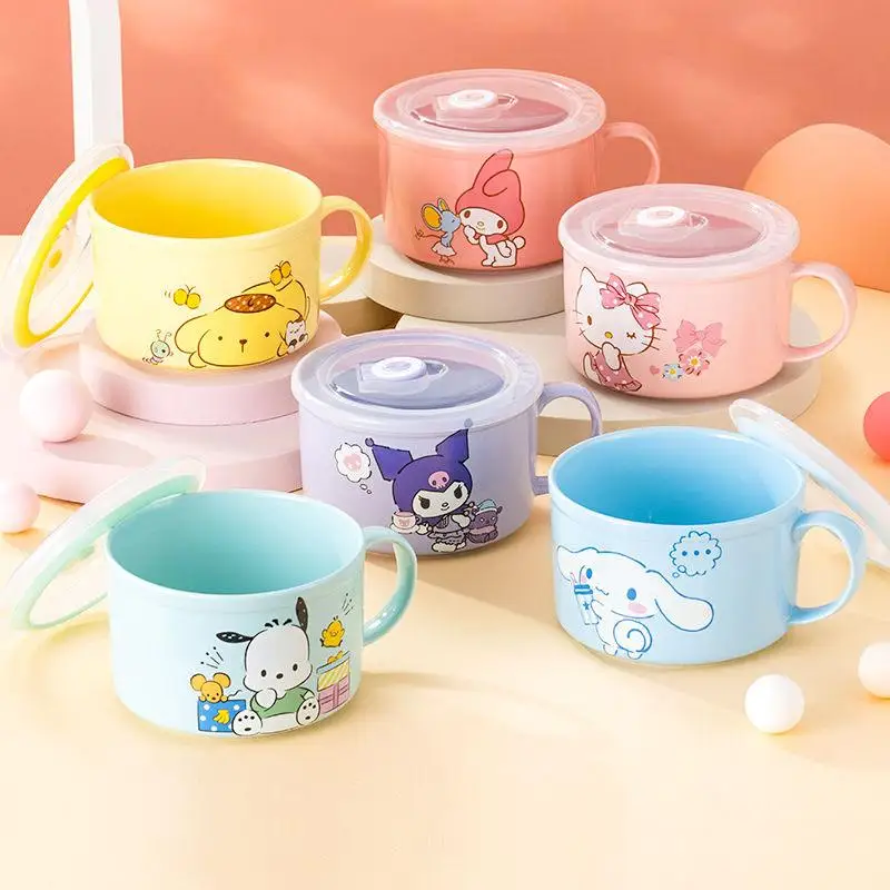 

800 мл Sanrio мультфильм Hello Kitty миска для мгновенной лапши Kuromi My Melody Cinnamoroll Kawaii большая емкость чаша для студенческого общежития