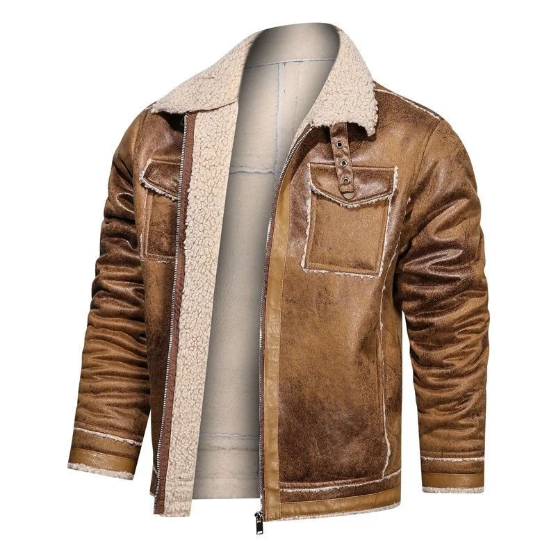 Winter New Fashionable Solid Color Plus Velvet Thick Warm Jacket for Men's Casual Loose Sports Large Size High Quality Jacket