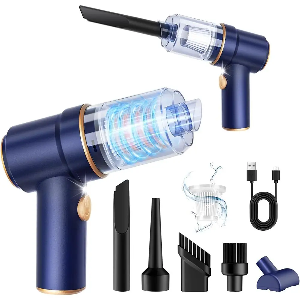 Handheld Car Vacuum Cleaner, 9000Pa Vacuum Cleaner and Air Duster, 120W High Power Hand Held Vacuum with LED Light and Multi-Noz