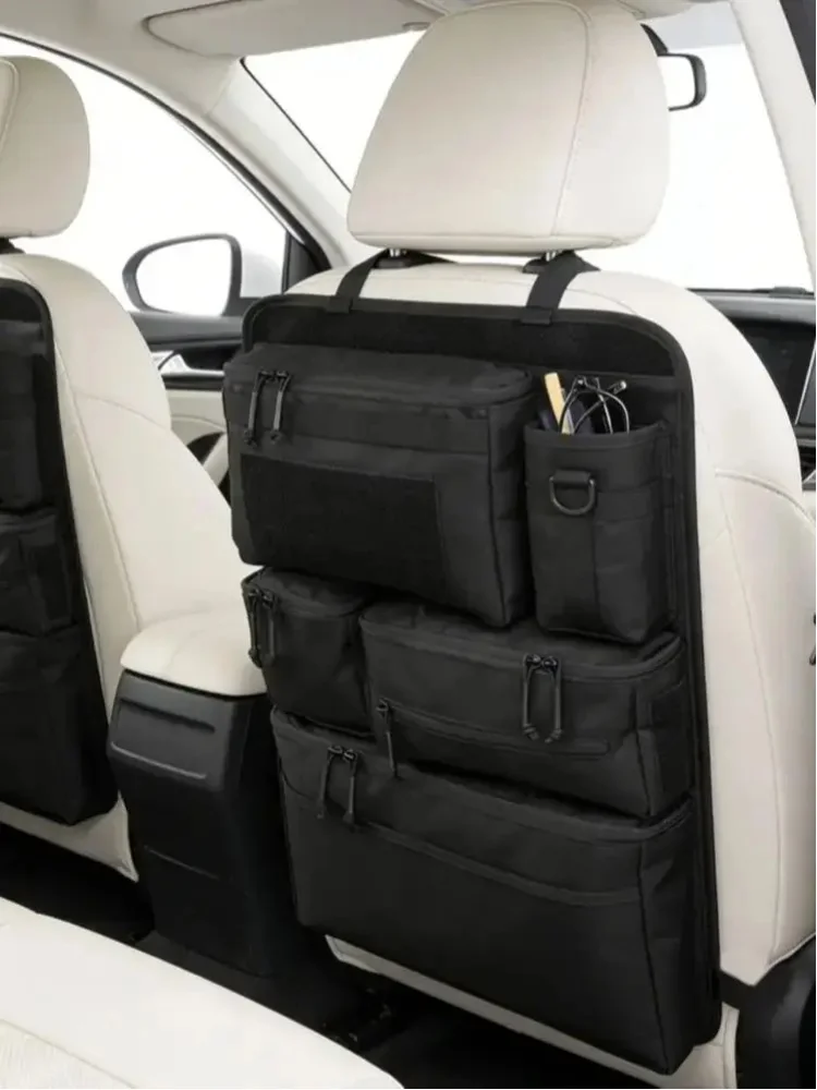 Auto-Sitzorganizer, Aufbewahrungstasche für die Rückseite des Sitzes, hängende Taschen, Auto-Aufbewahrung, Ordnungstasche, Innenraumzubehör, 62*42CM, Schwarz