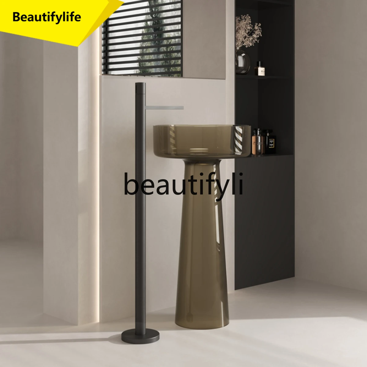 

cn0420 Transparent resin column basin, bathroom color round art floor basin