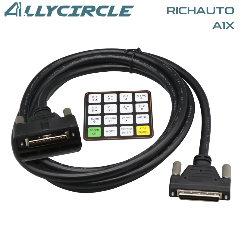 Richauto A11 A12 A15 A18 DSP CNC Controller Cable 2.5M 4M  English Button Film  CNC Woodworking Engraving Controller Parts