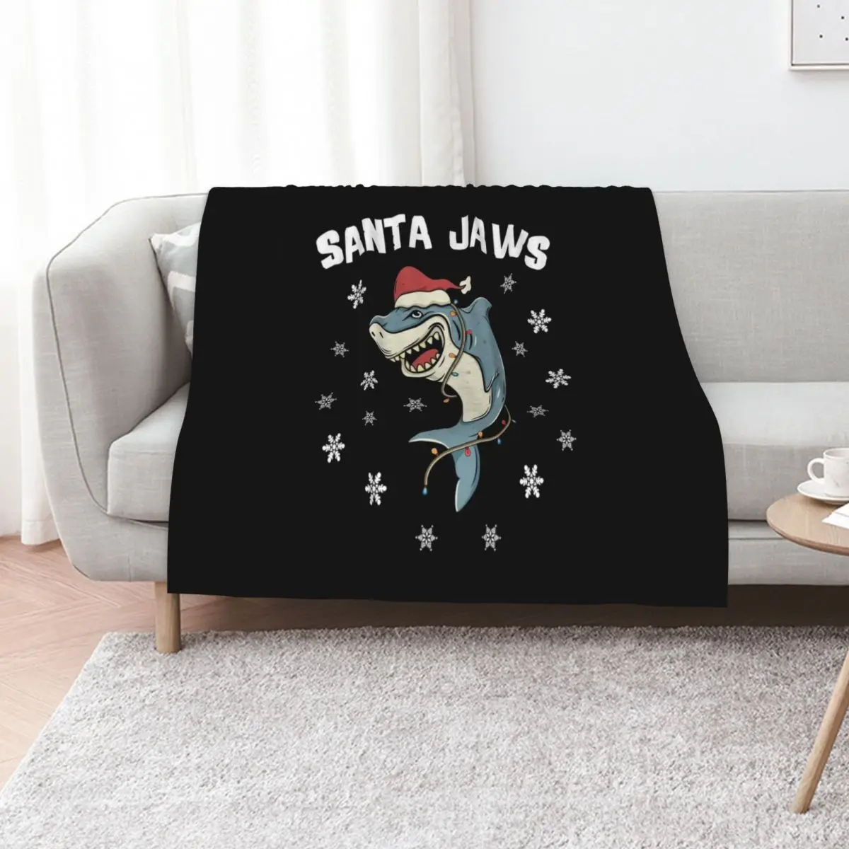 Santa Shark Funny Christmas Shark with Lights and Hat Throw Blanket Plush christmas gifts Baby Beach Loose Blankets
