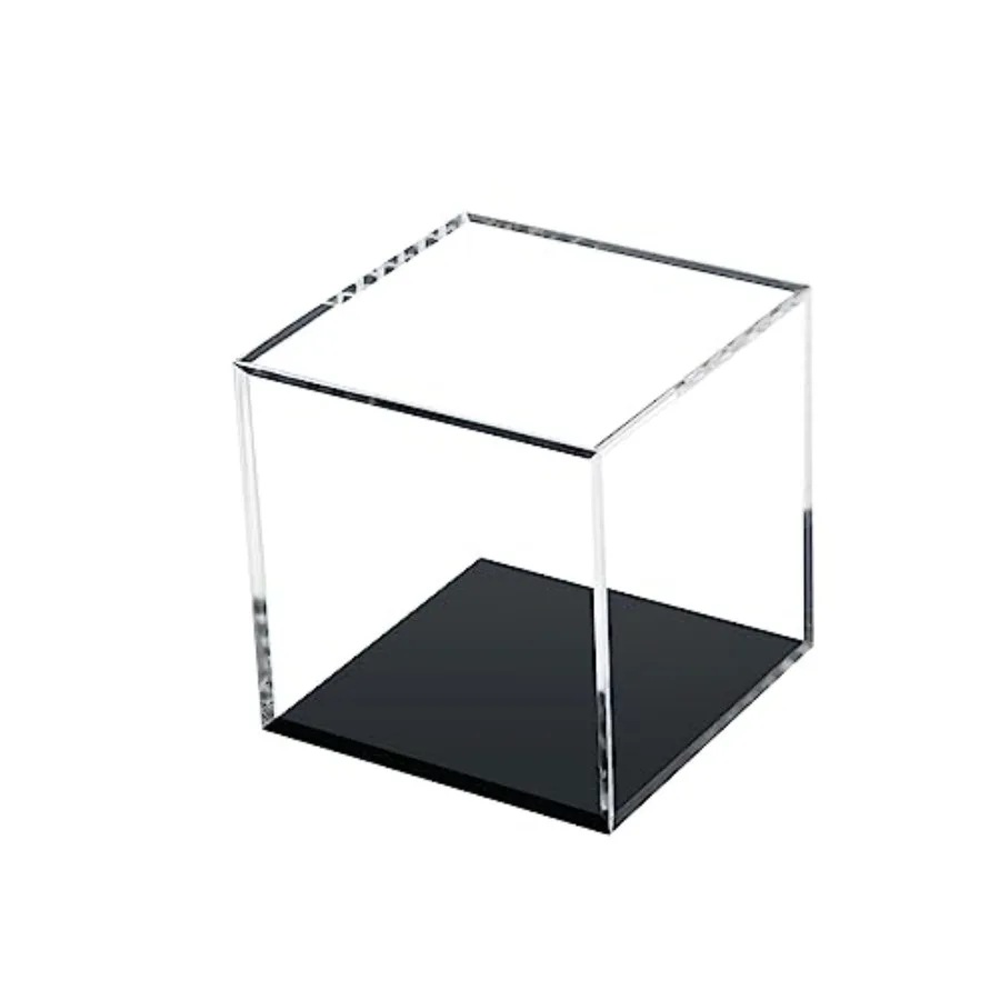 3x3x3Inch Clear Acrylic Boxes for Collectibles Display Removable Countertop Storage Box Cube Organizer Stand Riser, Dustproof P