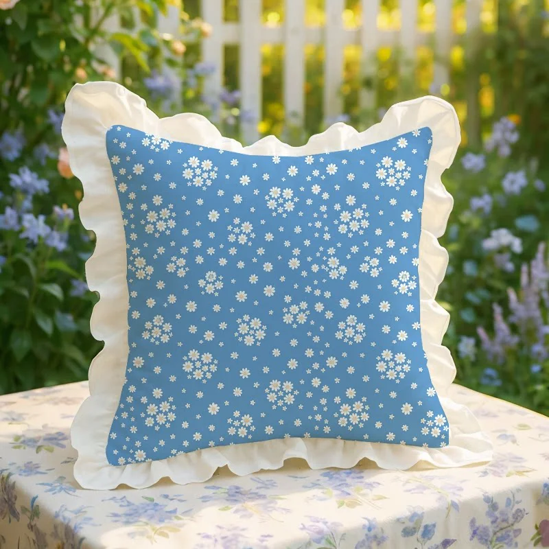 Korean Style Pillowcase Floral Pattern Ruffle Pillows Sofa Headrest Cushion Pillow Cover Creativity Living Room Home Decoration