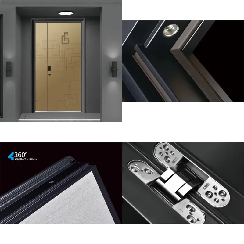 Modern Security Entry Door for Home Hotel Light Design Bulletproof Exterior Front Entry for Villa Main Entrance