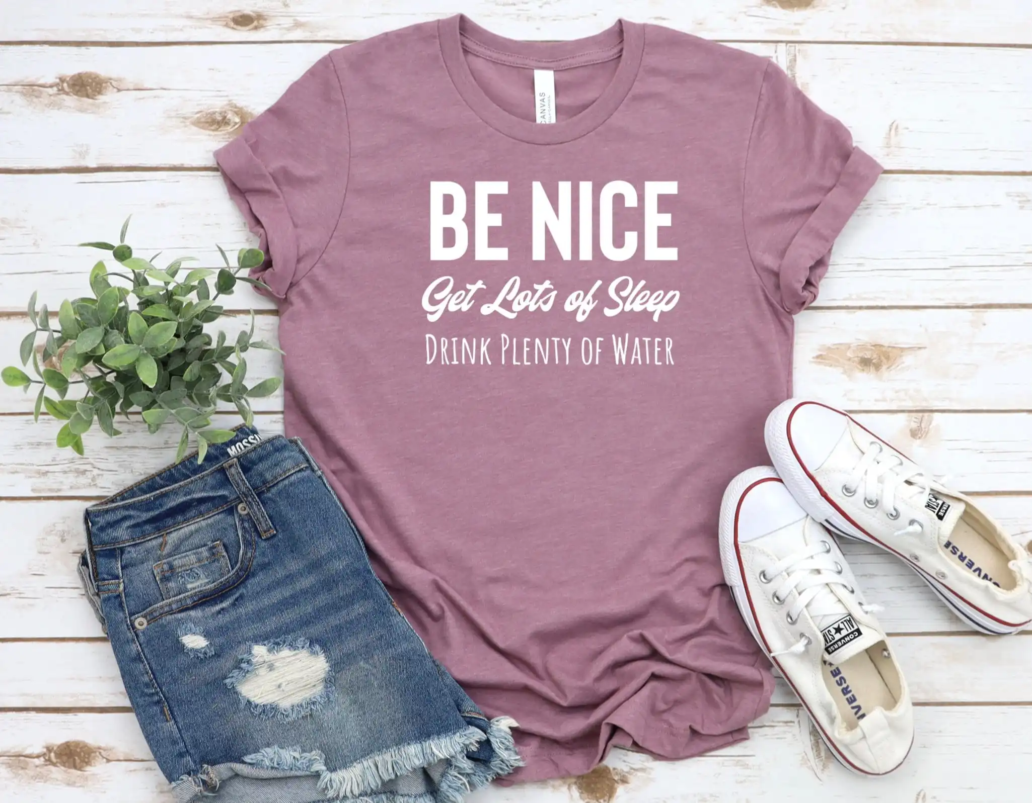 Be Nice Get Lots Of Sleep Drink Plenty Water T Shirt Women'S Cute Womens Good Advice