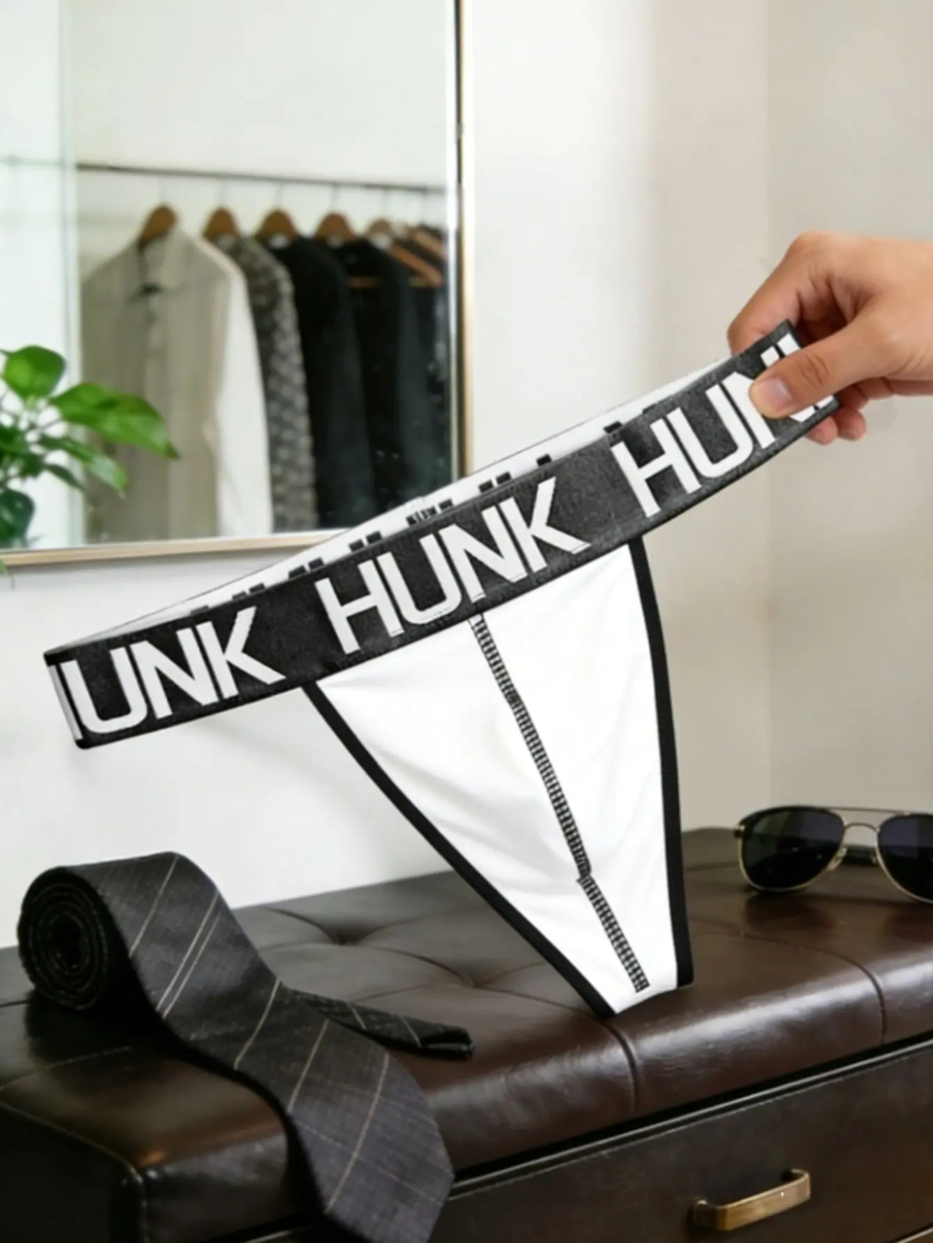 Men's Casual Thong 1 Piece - Printed Waistband Ultra-Thin Breathable Soft Everyday Elastic Comfortable Men Underwear