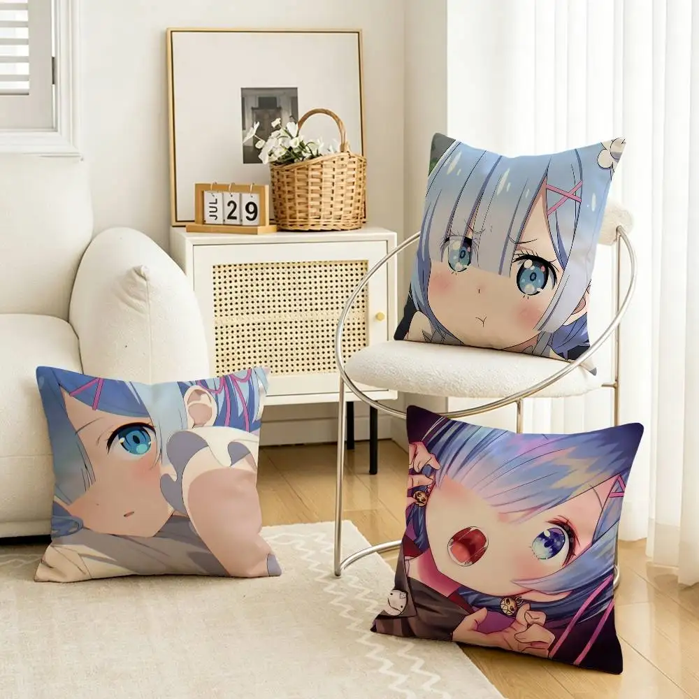 

Re-Zero BULE R-Rem Multi-Size Printed Pillow Covers Home Decoration