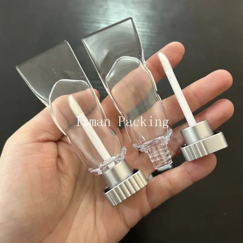 50Pcs New unique clear sliver top ice cube lipstick packaging toothpaste shape lip gloss container tubes with applicator 4ml