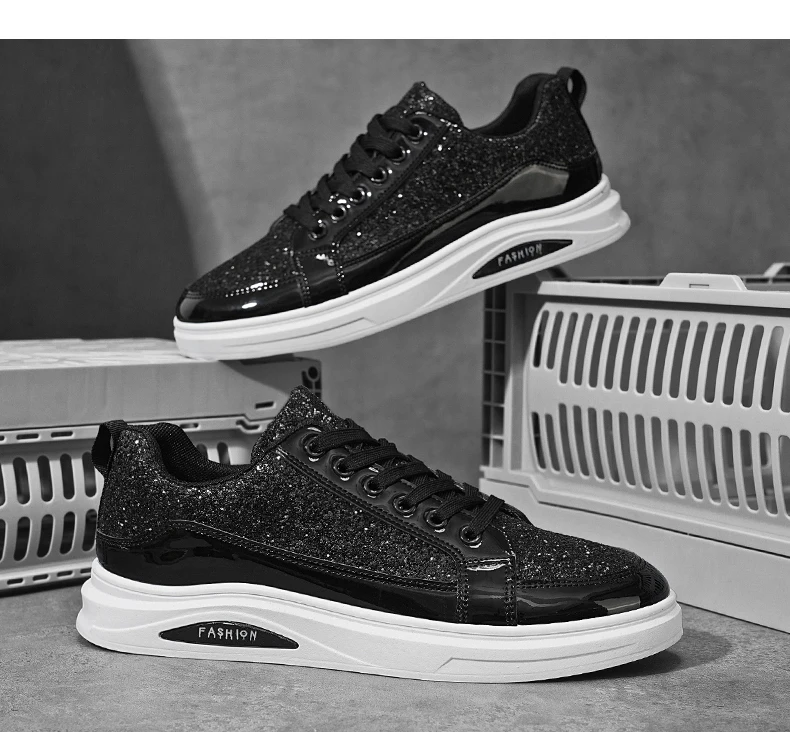 Neue Frühlings- und Herbst-Herrenschuhe mit Pailletten, Modische Britische Freizeitschuhe, Trendige Schuhe, Vielseitige Niedrige Sportsneaker – Detail 21