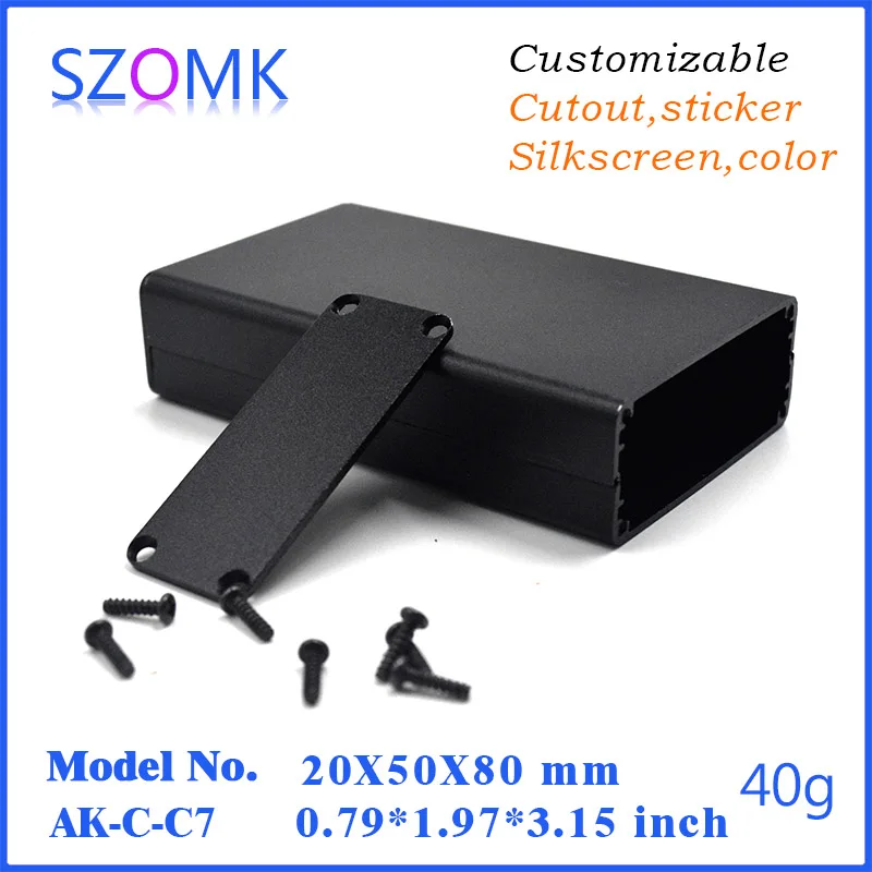 1Pcs 20*50*80mm szomk diy extruded aluminum die cast junction box hot sales aluminum enclosure project box