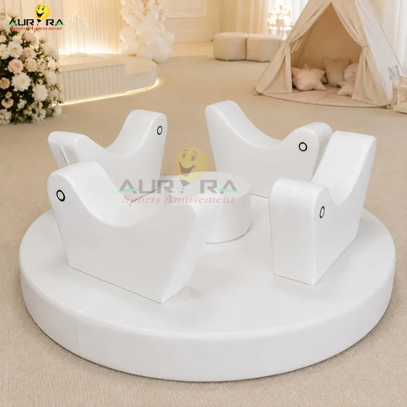 Commercial Soft Play Foam Merry Go Carousel 300kg Capacity for Indoor Playground School Shopping Mall Amusement Operators
